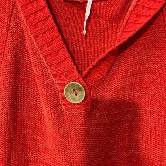 Free people poncho style sweater women’s short sleeve red - Picture 5 of 9